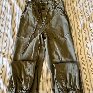 Olive Green Denim Joggers